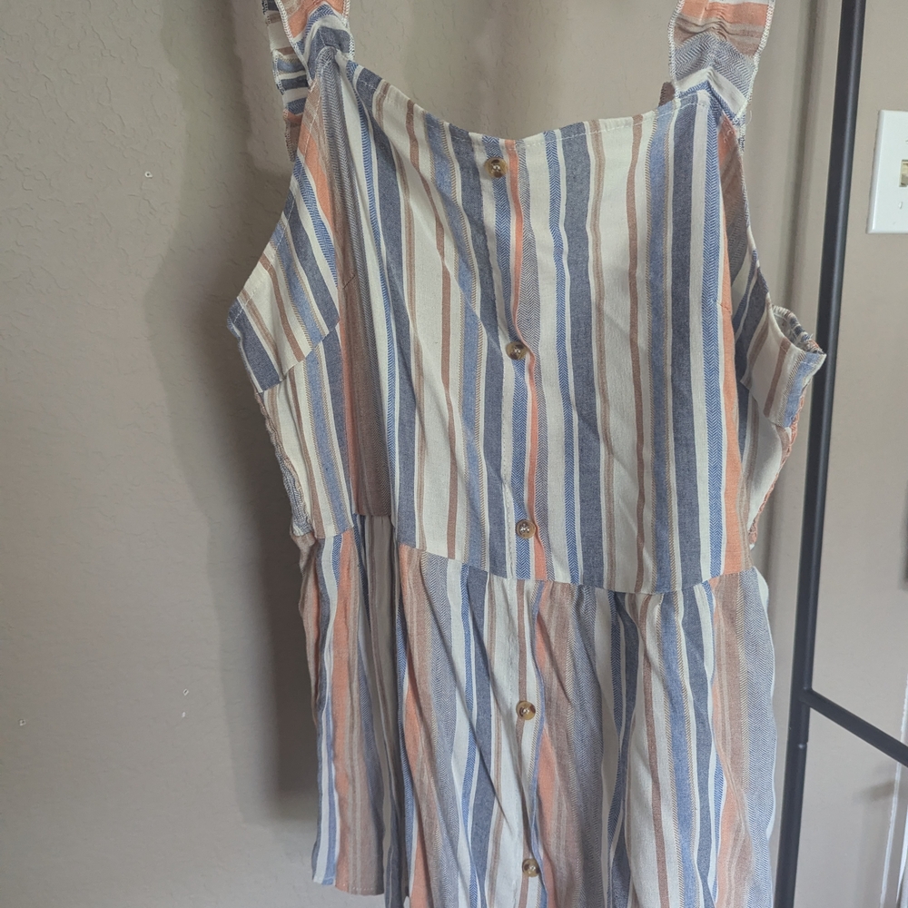 Striped Sleeveless Button-Down Shirt